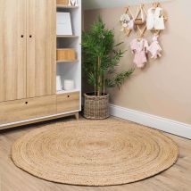 Rustic Jute Round Natural Circle Nursery Rug - Jute - 160cm x 160cm Circle