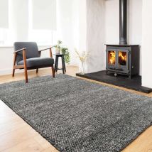Grey Pebble Wool Living Room Rug - Rowan - 120cm x 170cm
