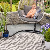 Charcoal Geometric Indoor Outdoor Rug - Rapture - Habitat - 80cm x 150cm