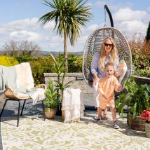 Green Floral Motif Outdoor Rug - Lanark - Habitat - 80cm x 150cm