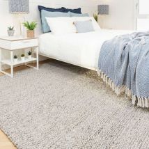 Grey Pebble Natural Wool Living Room Rug - Rowan - 120cm x 170cm