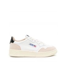 Sneaker pelle e camoscio con talloncino nero