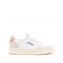Sneaker pelle e camoscio con talloncino caramello