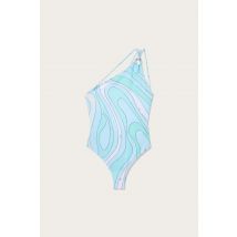 Pucci - Marmo Print Asymmetrical Swimsuit - Size: XL - Aqua