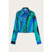 Pucci - Camicia Cropped in Stampa Iride - Taglia: 48 - Emerald - In Silk