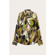 Pucci - Onde Print Oversized Shirt - Size: M - Khaki - In Cotton
