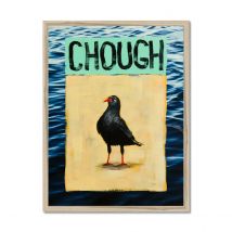 Chough (Sea-bird Print) Modern Coastal Art - Framed
