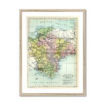 Devon Vintage Map Print - Framed Devon Map Print - Framed