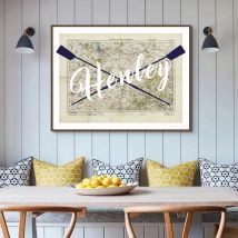 Henley Regatta Oars (Map of Henley) Vintage Map Art Print - Unframed