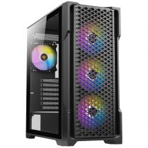 ANTEC AX90 Case, Black, Mid Tower, Tempered Glass Side Window Panel, 4 x Addressable RGB Fans Included with Hub