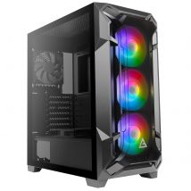 ANTEC DF600 FLUX Case, Gaming, Black, Mid Tower, Tempered Glass Side Window Panel, Addressable RGB LED Fans