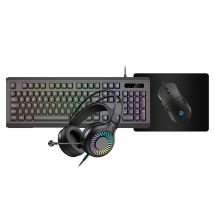 VIDA GAMER BLK 4IN1 USB KB MS HS KIT keyboard Mouse included Gaming QWERTY UK English Black