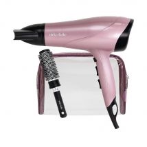 Nicky Clarke Dry Style Trio Gift Set with 2000W Hair Dryer, Radial Ceramic Brush & Cosmetic Bag, 3 Heat / 2 Speed Settings + Cool Shot