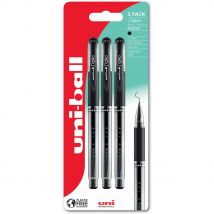 uni-ball Signo Gel Grip UM-151S Rollerball Pen 0.7mm Tip 0.4mm Line Black Plastic Free Packaging (Pack 3)