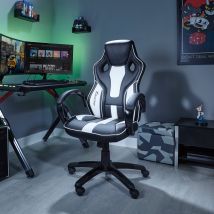 X Rocker | Maverick Height Adjustable Office Gaming Chair with Natural Lumbar support - Black/White
