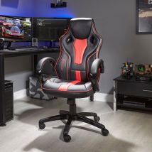 X Rocker | Maverick Height Adjustable Office Gaming Chair with Natural Lumbar support - Red/Black