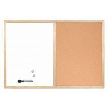Bi-Office Combination Board Cork/Non Magnetic Whiteboard Pine Frame 600x400mm