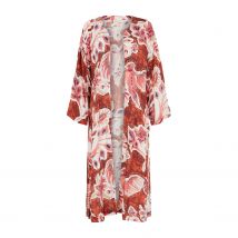 Amelia Edge To Edge Embellished Kimono In Rust Multi