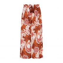 Ellana Wide Leg Floral Printed Trousers In Rust Multi