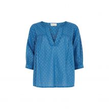 Eloise V-Neck Lurex Blouse In Blue