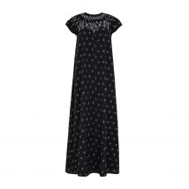 Willow Embroidered Shirring Jacquard Maxi Dress In Black