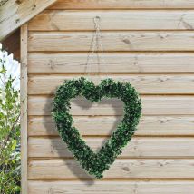 Artificial Boxwood Green Leaves Heart Wreath