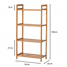 Tiered Bamboo Wood Book Storage Shelf