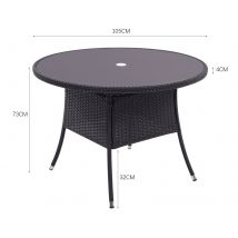 Brown/Black Outdoor Table with Parasol Hole