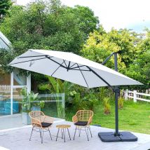 Light Grey Square Outdoor Cantilever Parasol Umbrella