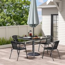Garden Dining Set with Square Table and Rattan Chairs