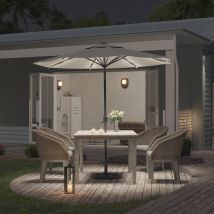 Light Grey Outdoor Crank Lift Parasol Umbrella with LED Lights