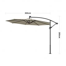 Beige Outdoor Cantilever Parasol Umbrella with LED Lights
