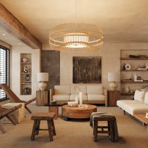 Eco-Friendly Bamboo Ceiling LED Light for Living Room Dining Spaces