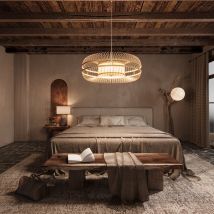 Eco-Friendly Bamboo Ceiling LED Light for Living Room Dining Spaces