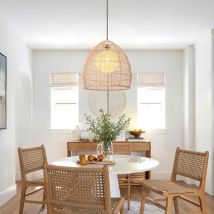 Handcrafted Rattan Pendant Light – Rustic Ceiling Hanging Lamp for Living Room, Dining Room & Kitchen