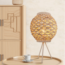 Water Hyacinth Rattan Ball-Shaped Woven Table Lamp