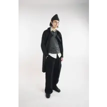 Trench doppiopetto in lana nero