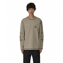 T-shirt verde a maniche lunghe con logo e stampe