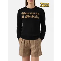 Maglione New Queen in misto cashmere nero con jacquard Vacanze di Natale | VACANZE DI NATALE SPECIAL EDITION