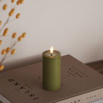 LED Bougie pilier Ø 5 x 10 cm Vert olive