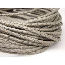 esnado Lederband geflochten, Ø 5 mm - Grau