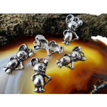 Anhänger Micky Maus, 21 x 12 mm, silberfarben, 5 Stück