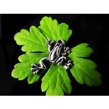 Anhänger Frosch, 21 x 15 mm, silberfarben, 5 Stück