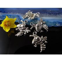 Anhänger Biene, 22 x 17mm, silberfarben, 5 Stück