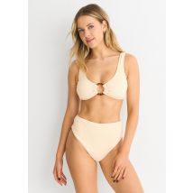 Ivory Textured High Waist Bikini Bottom