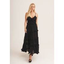 Black Frill Tiered Midaxi Dress