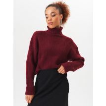 Burgundy High Neck Chunky Knit Crop Jumper