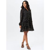 Black Foil Print Smock Shirt Dress