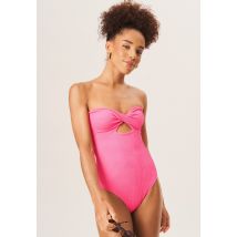 Hot Pink Twist Front Textured Swimsuit