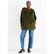 Khaki No Cut Faux Gilet Fur Sleeveless Jacket